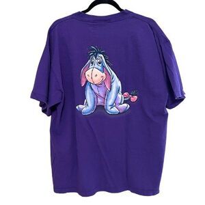 Vintage 90s Disney Store Eeyore Shirt Size XL Purple Graphic Tee Made in USA